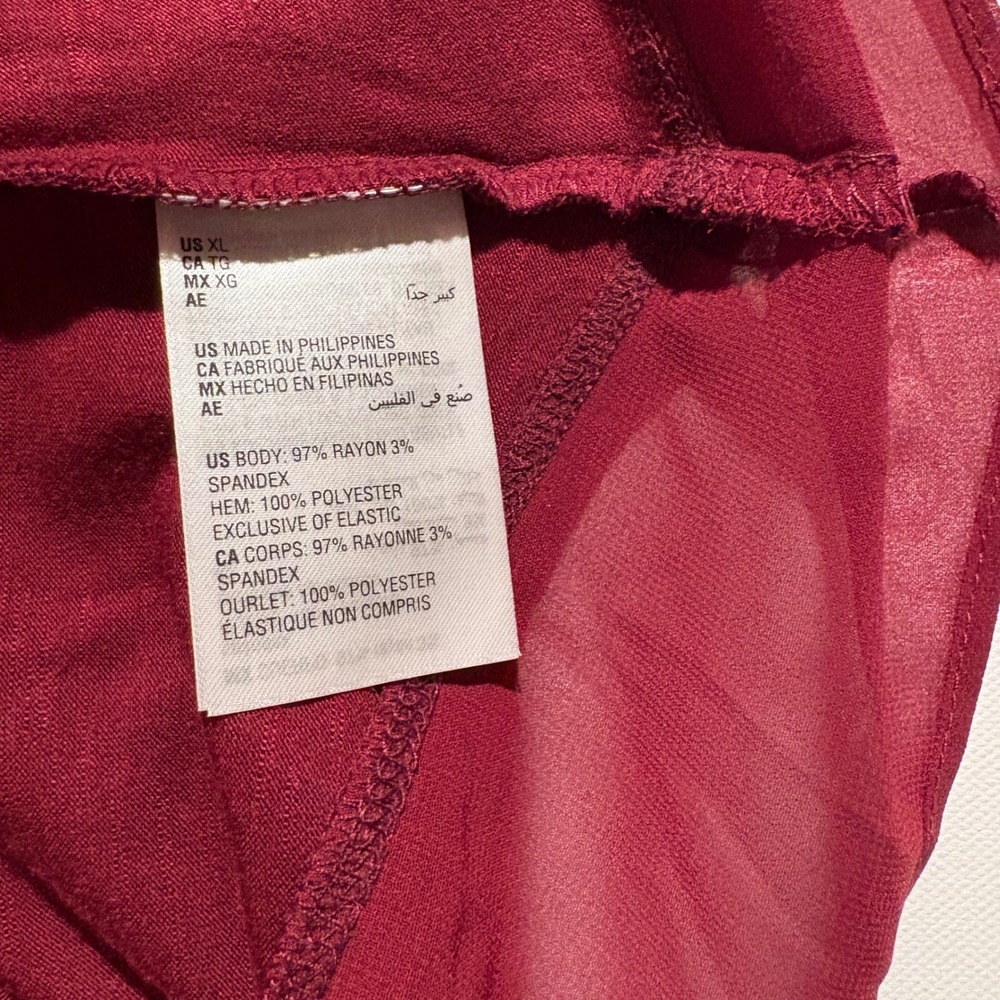 NWT Style & Co Womens XL Burgundy Slub Knit Layered Hem Ruched Sleeve Tunic Top - Picture 7 of 8